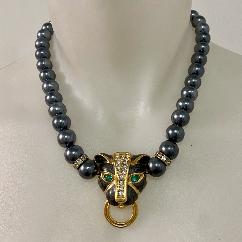 Kenneth Jay Lane for Avon Vintage Gold Panther Necklace